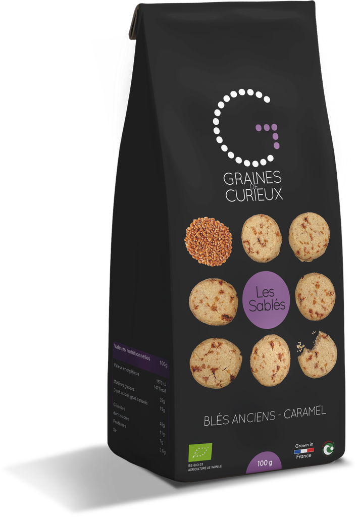 [GDCSABCAR100G] Sachet sablés blés anciens - caramel BIO 100g