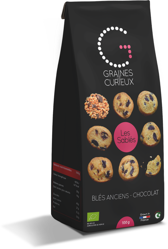 [GDCSABCHO100G] Oude tarwe zandkoekjes met chocolade 100g BIO