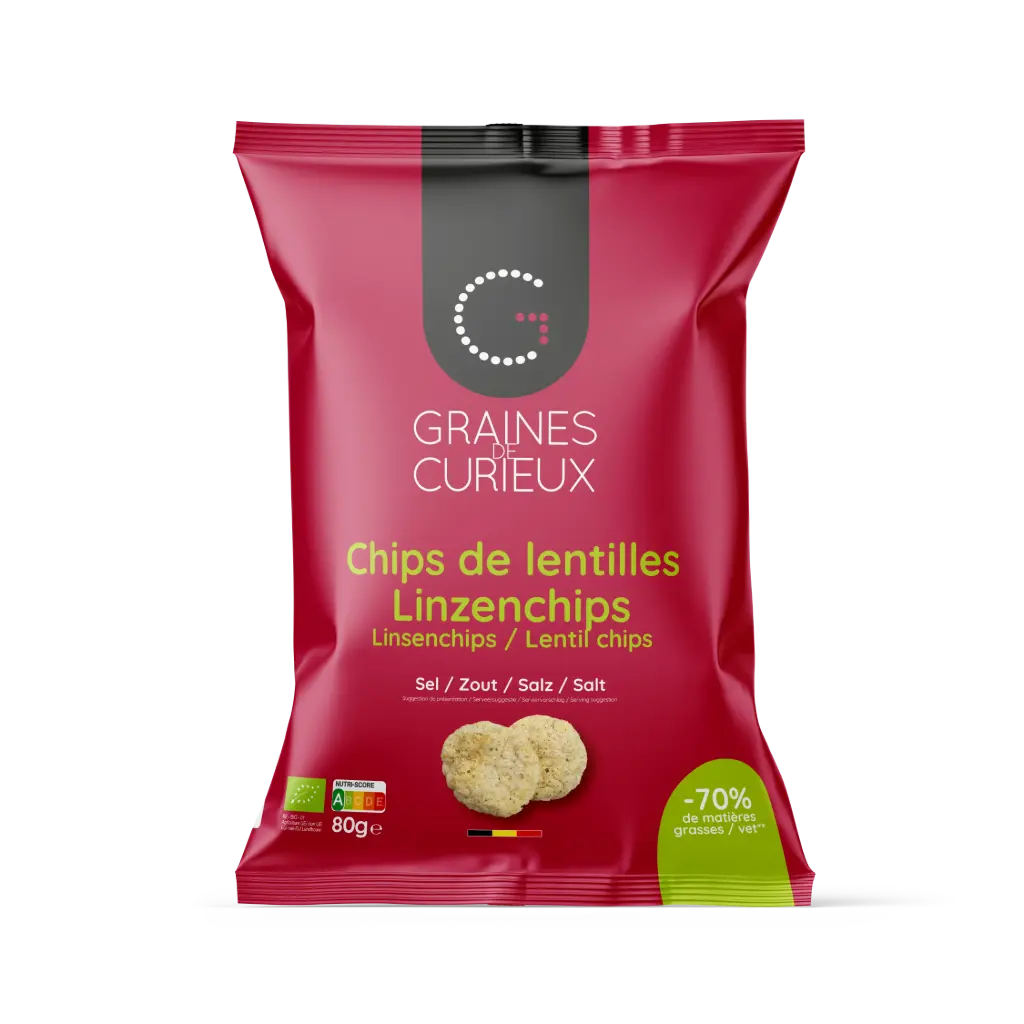 Sachet de chips de lentilles Sel 80gr BIO